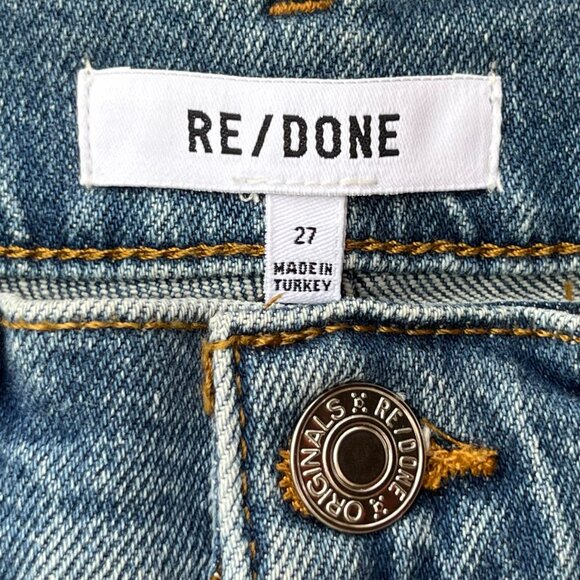 RE/DONE 70s STOVE PIPE HIGH RISE BUTTON FLY JEANS WOMEN’S sz 27 Denim NEW - Picture 2 of 15
